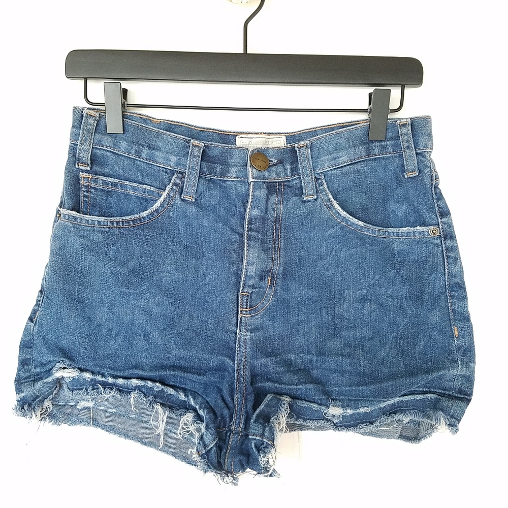 Current Elliott | Dark Wash Cutoff Jean Shorts Raw Hem Distressed Size 30